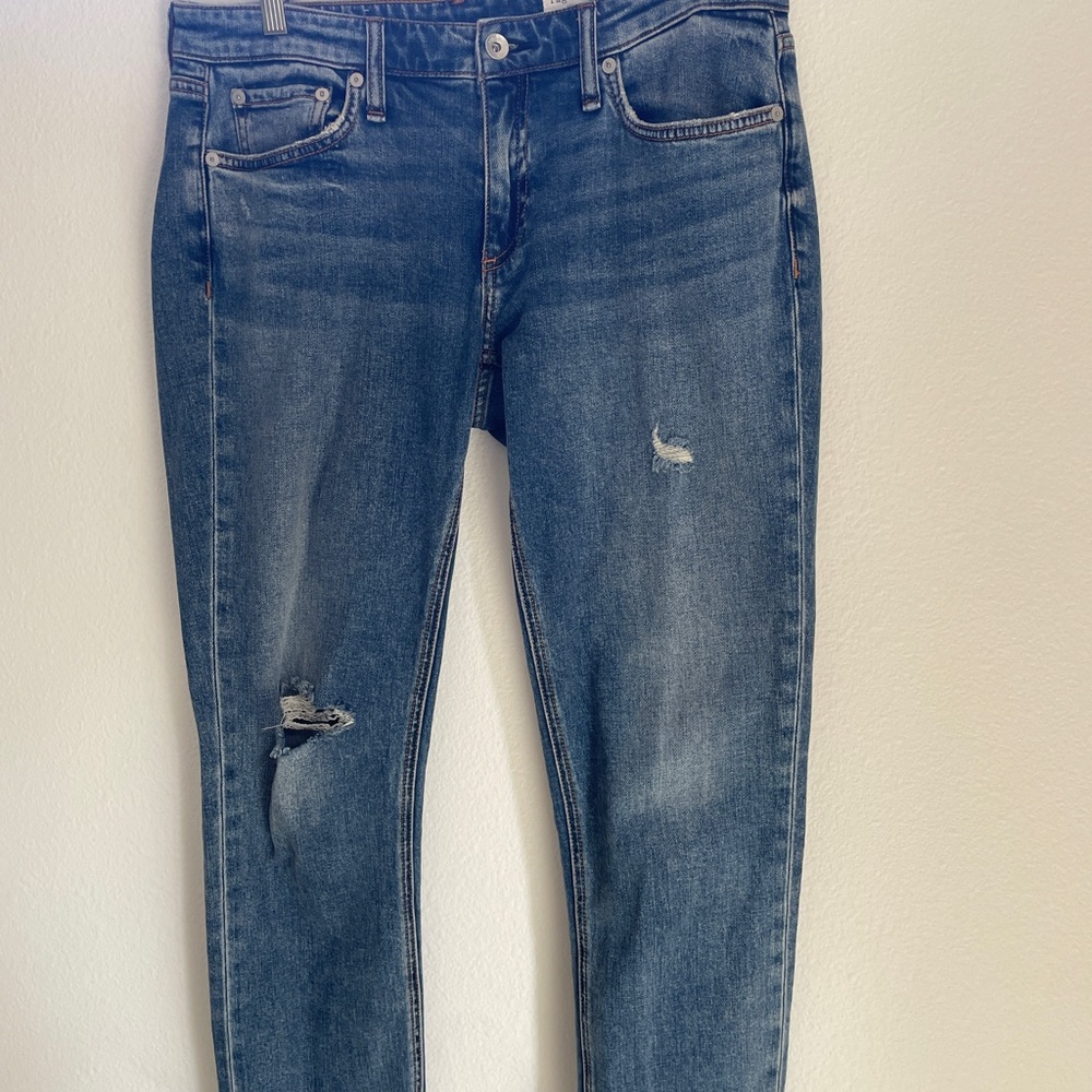 Rag & Bone Blue Skinny Denim with Distressed Details